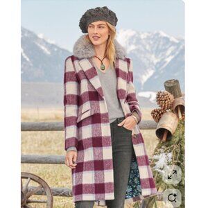 Sundance Plaid Palette Jacket Maroon NWT XS